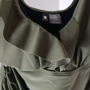 Elegant Olive Green Ruffle Dress